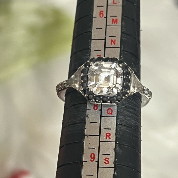 Sterling Asscher Cut CZ Halo Ring - Picture 14 of 14